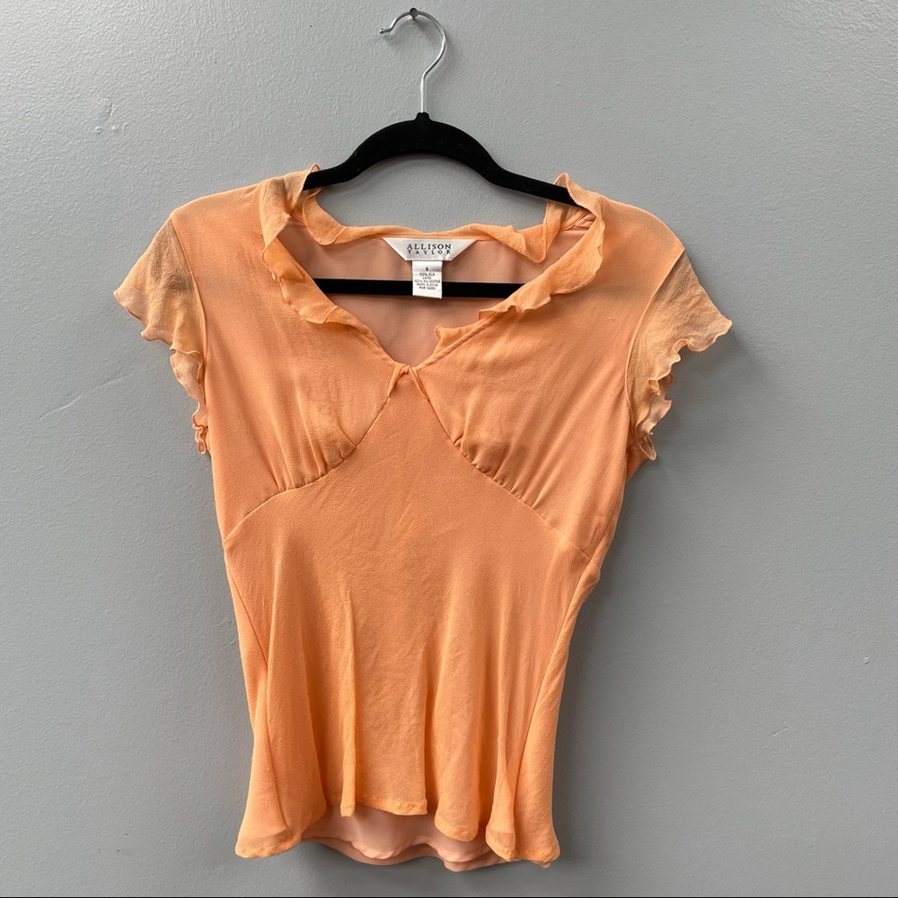 Vintage Creamsicle 100% Silk Crepe Top Y2K